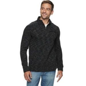 Marc Anthony Men’s Charcoal Gray Black Quilted Fleece 1/4 Pullover Sz S